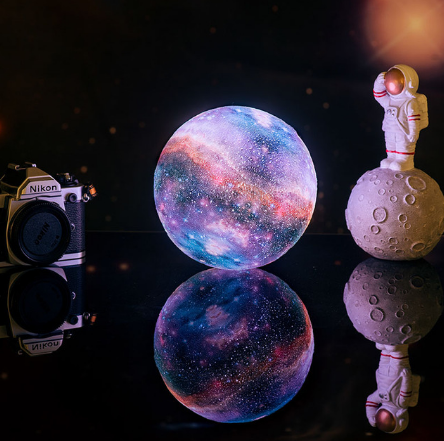 Galaxy Print Moon Lamp